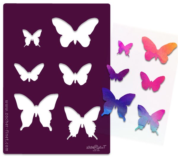 Schablone Kunststoffschablone Schmetterlinge für Acrylmalerei und mehr - wiederverwendbar -