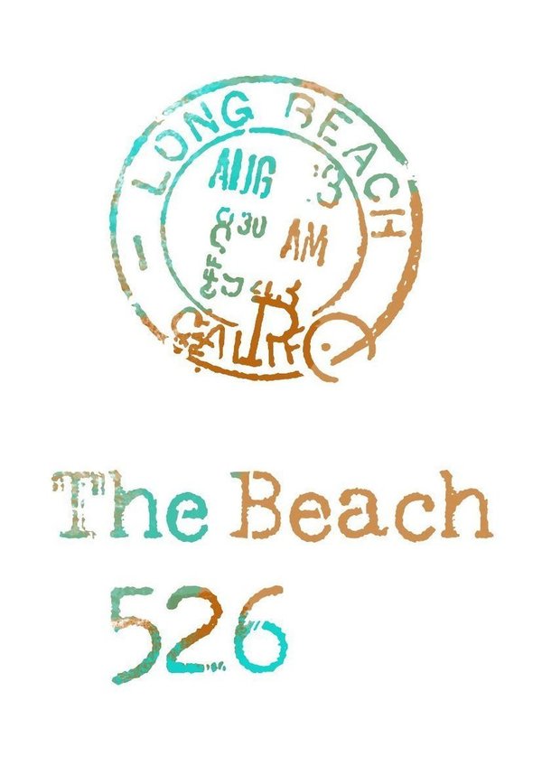 Schablone"the Beach"-mit Poststempel-Buchstabenschablone/Kunststoff-für Shabby und Vintage