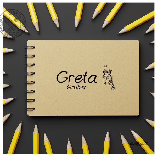 Individueller Namensstempel GIRAFFE, Kinderstempel personalisiert, Geschenk für kleine Tierfreunde