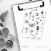 Sticker DOODLEFLOWERS - Blumen  Schwarz Weiß Aufkleber