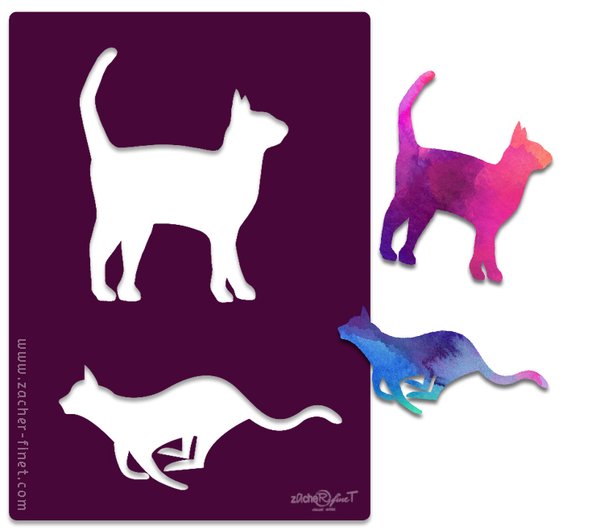 Schablone Kunststoffschablone "Katzen" für Acrylmalerei und mehr - wiederverwendbar -