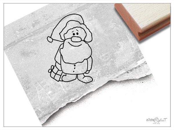 Weihnachtsstempel - Kleiner Weihnachtsmann mit Geschenk