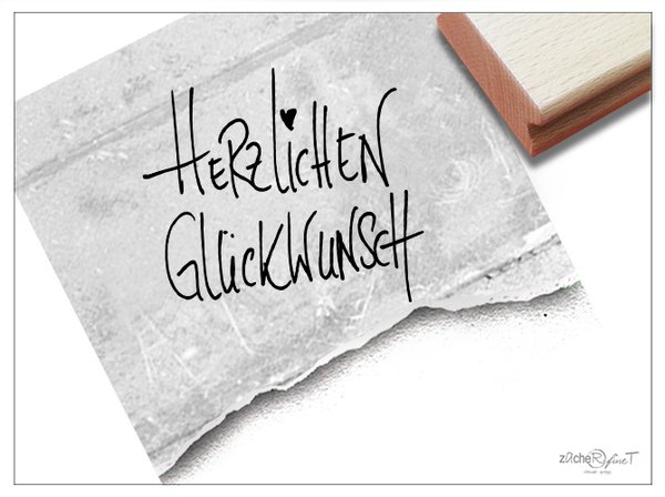 Textstempel - HERZLICHEN GLÜCKWUNSCH handschriftlich