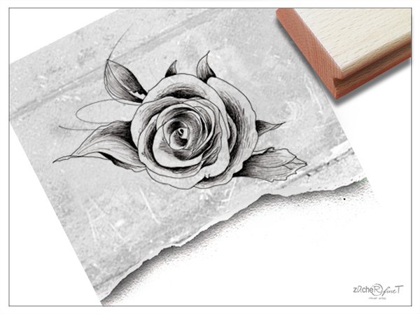 Bildstempel Motivstempel - Blume Liegende ROSE klein
