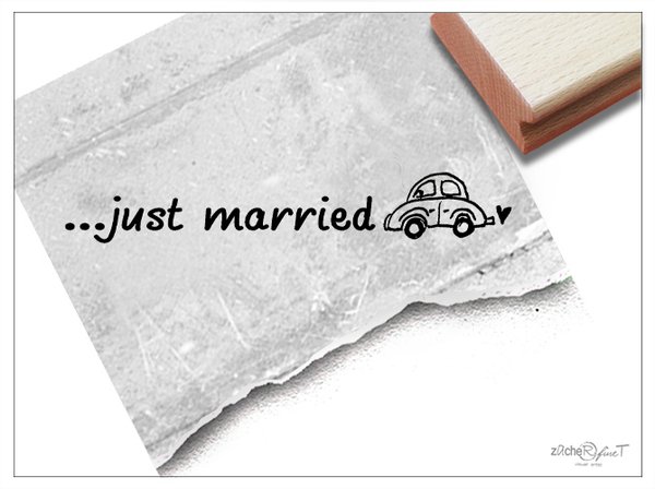 Textstempel Hochzeitsstempel - ...JUST MARRIED mit Auto