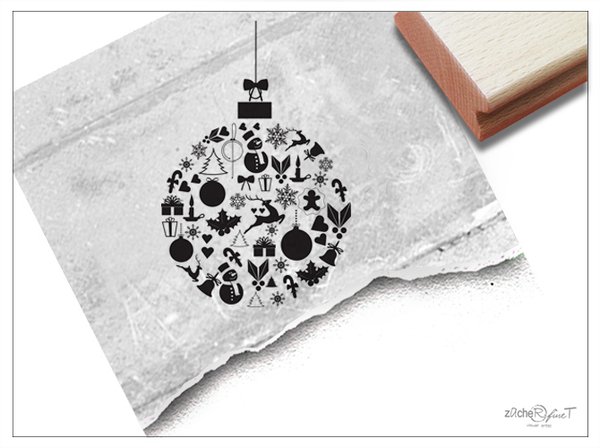 Weihnachtsstempel  -  Christbaumkugel mit Muster