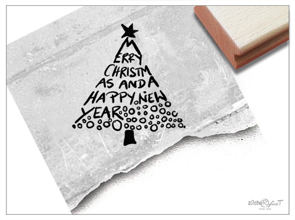 Weihnachtsstempel  - MERRY CHRISTMAS, Typo-Baum
