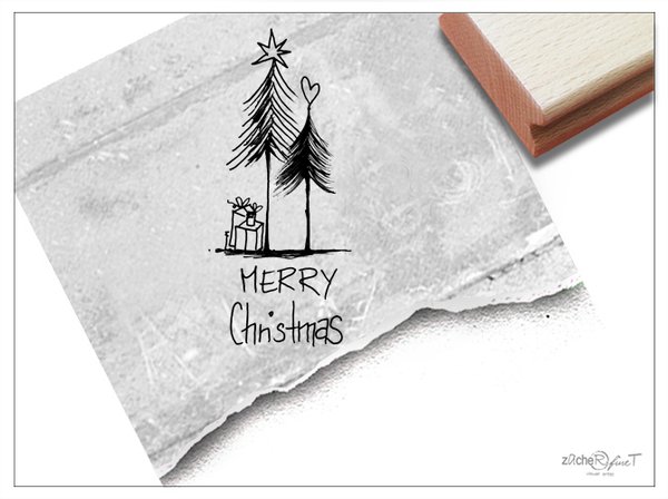 Weihnachtsstempel  - MERRY CHRISTMAS Tannenbäume