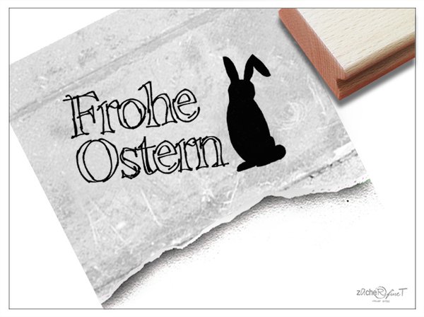 Stempel Osterstempel - FROHE OSTERN mit Hase