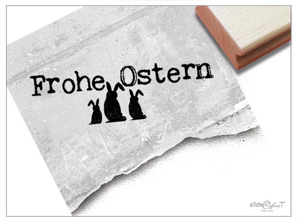 Stempel Osterstempel - FROHE OSTERN mit Hasen