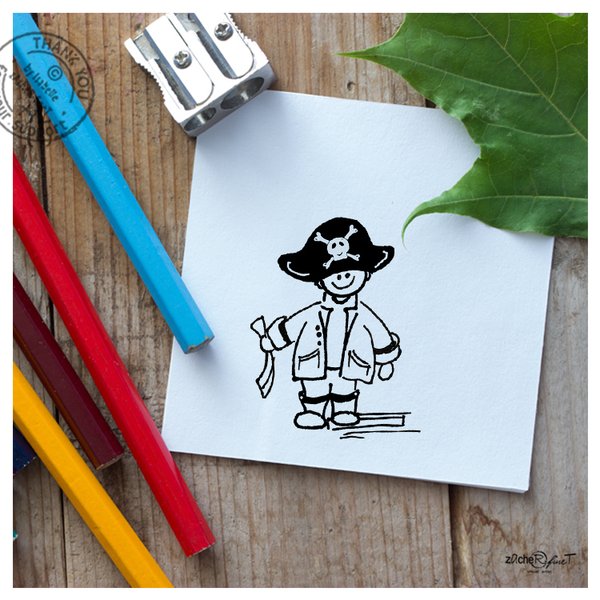 Kinderstempel - Pirat mit Säbel KÄPT´N KieckMal, klein