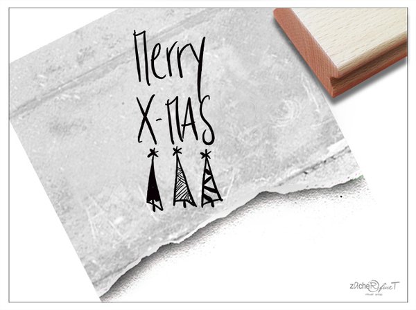 Weihnachtsstempel - MERRY X-MAS in Handschrift
