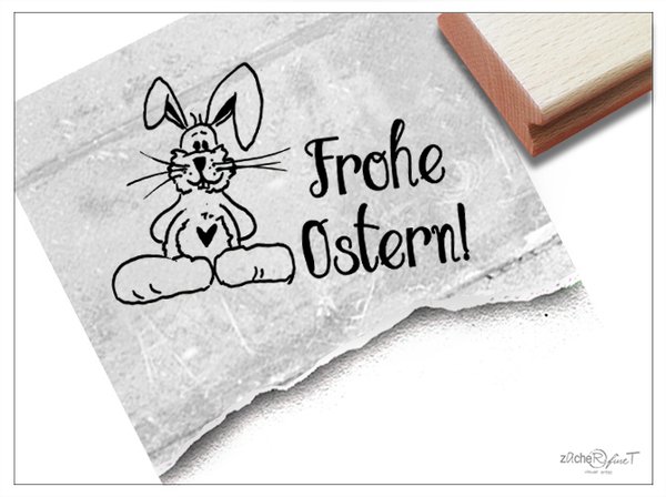 Osterstempel Textstempel - FROHE OSTERN mit Hase