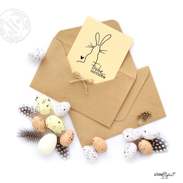 Osterstempel Textstempel - FROHE OSTERN mit Hase