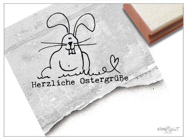 Osterstempel - HERZLICHE OSTERGRÜßE mit Hase
