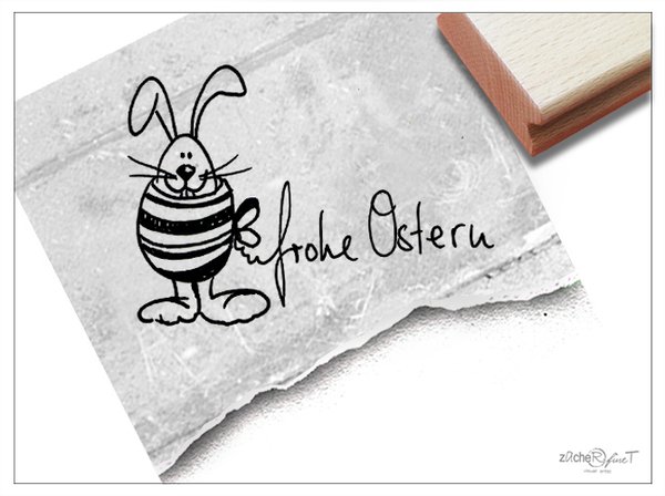 Osterstempel Textstempel - FROHE OSTERN mit Osterhase