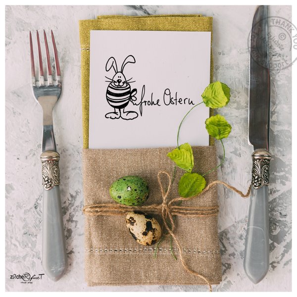 Osterstempel Textstempel - FROHE OSTERN mit Osterhase