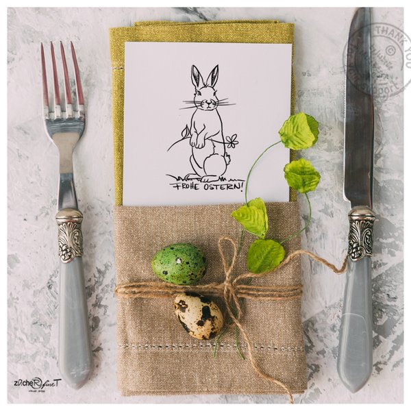Osterstempel Textstempel - FROHE OSTERN! mit Osterhase
