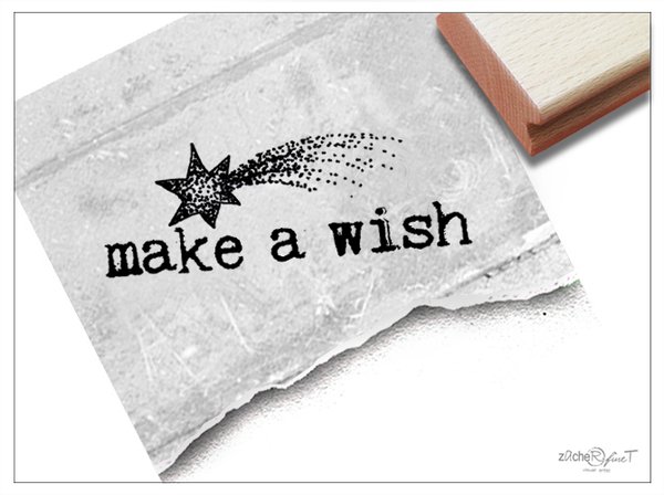 Textstempel - Make a wish, Sternschnuppe