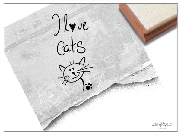 Textstempel in Handschrift - I love Cats