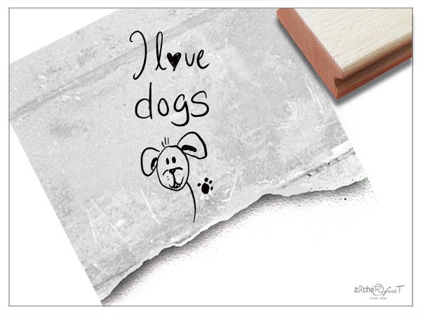 Textstempel in Handschrift - I love dogs