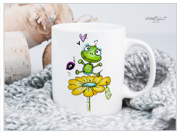 Personalisierte Kaffeetasse - Blumenschildi mit HERZ