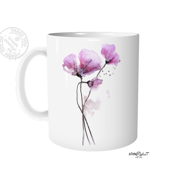 Kaffeetasse - Aquarellblume Rosé