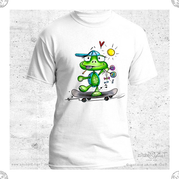 Süßes T-Shirt mit Schildkröte Sunny Skateboard versch. Farben
