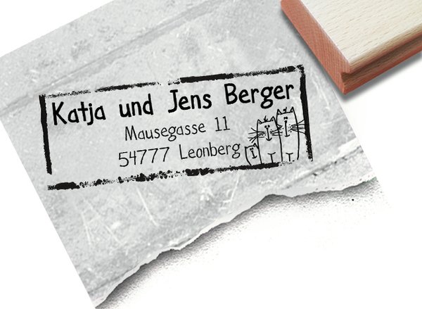 Adressstempel personalisiert KATZENFAMILIE - Stempel, Familienstempel, Buchstempel, Geschenk