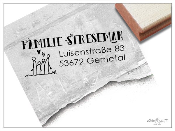 Adressstempel personalisiert, STRICHMÄNNCHEN II, Familienstempel, individuelles Geschenk